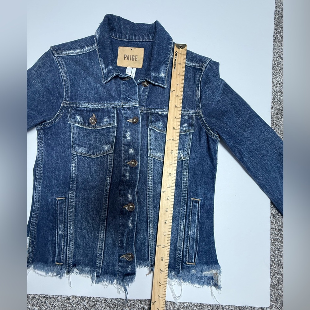 PAIGE Rowan distressed Denim Jacket XS - Picture 12 of 13